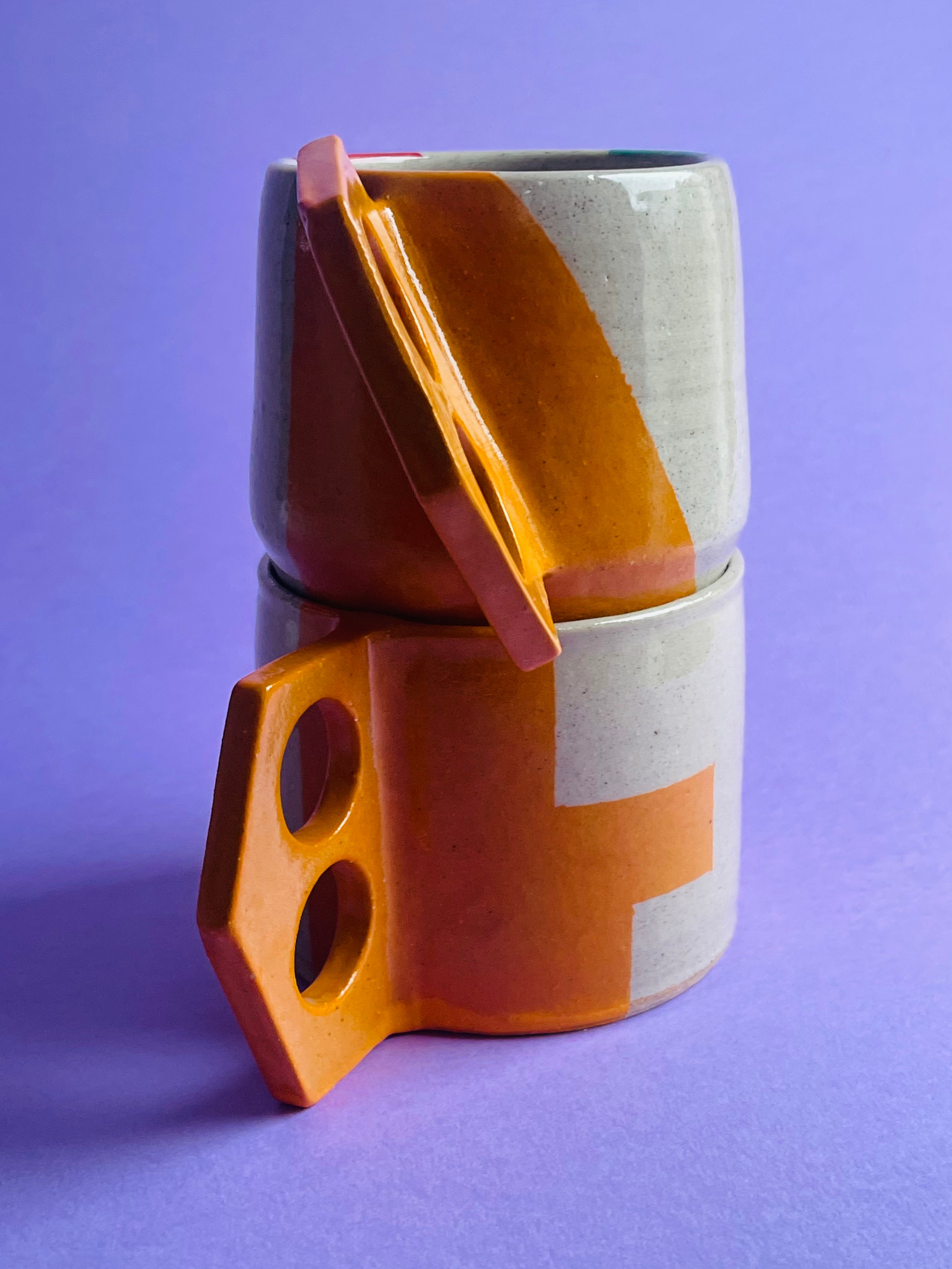 Geometric Mug- Yellow Handles