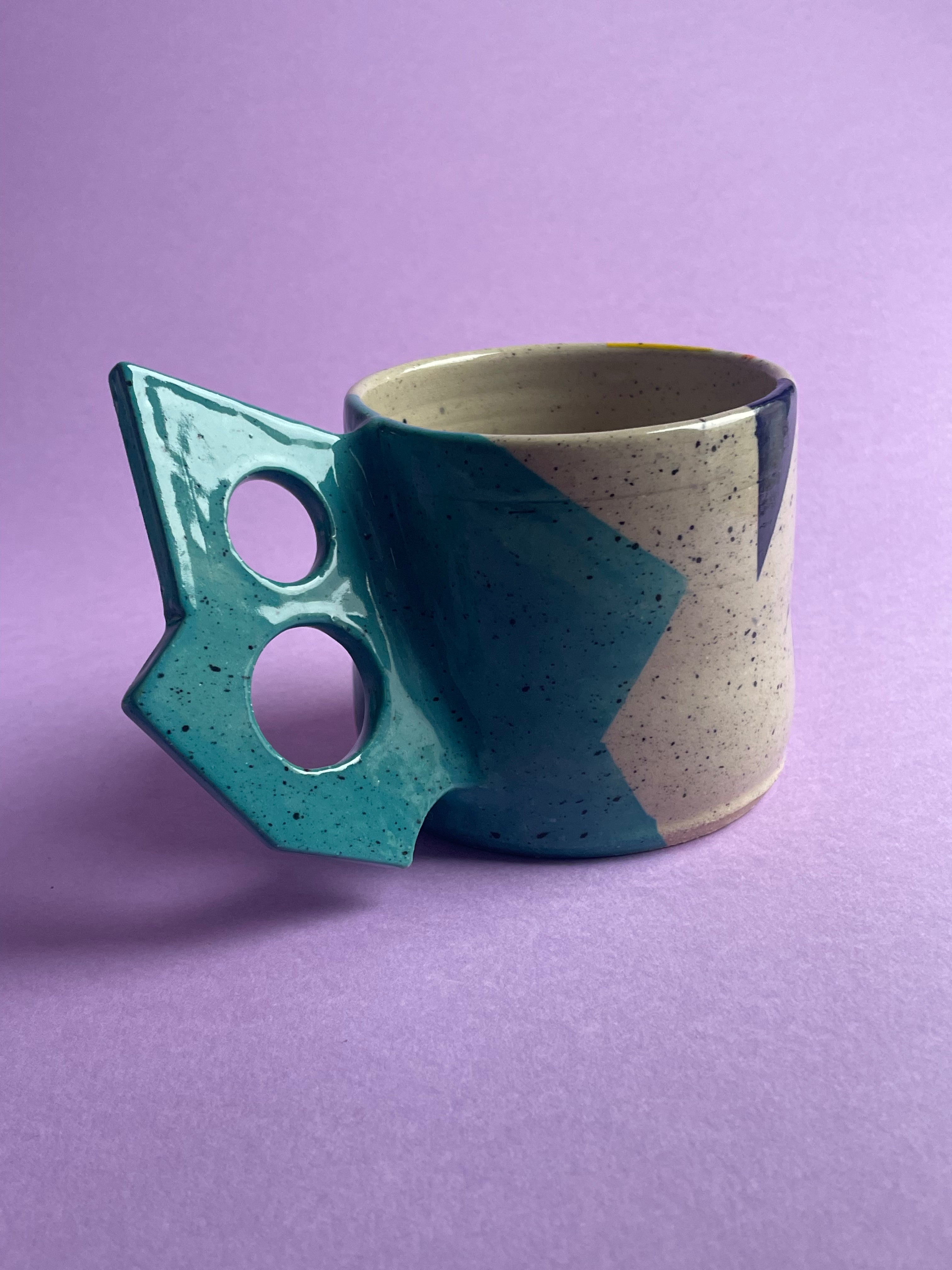 Geometric Mug - Turquoise Handles