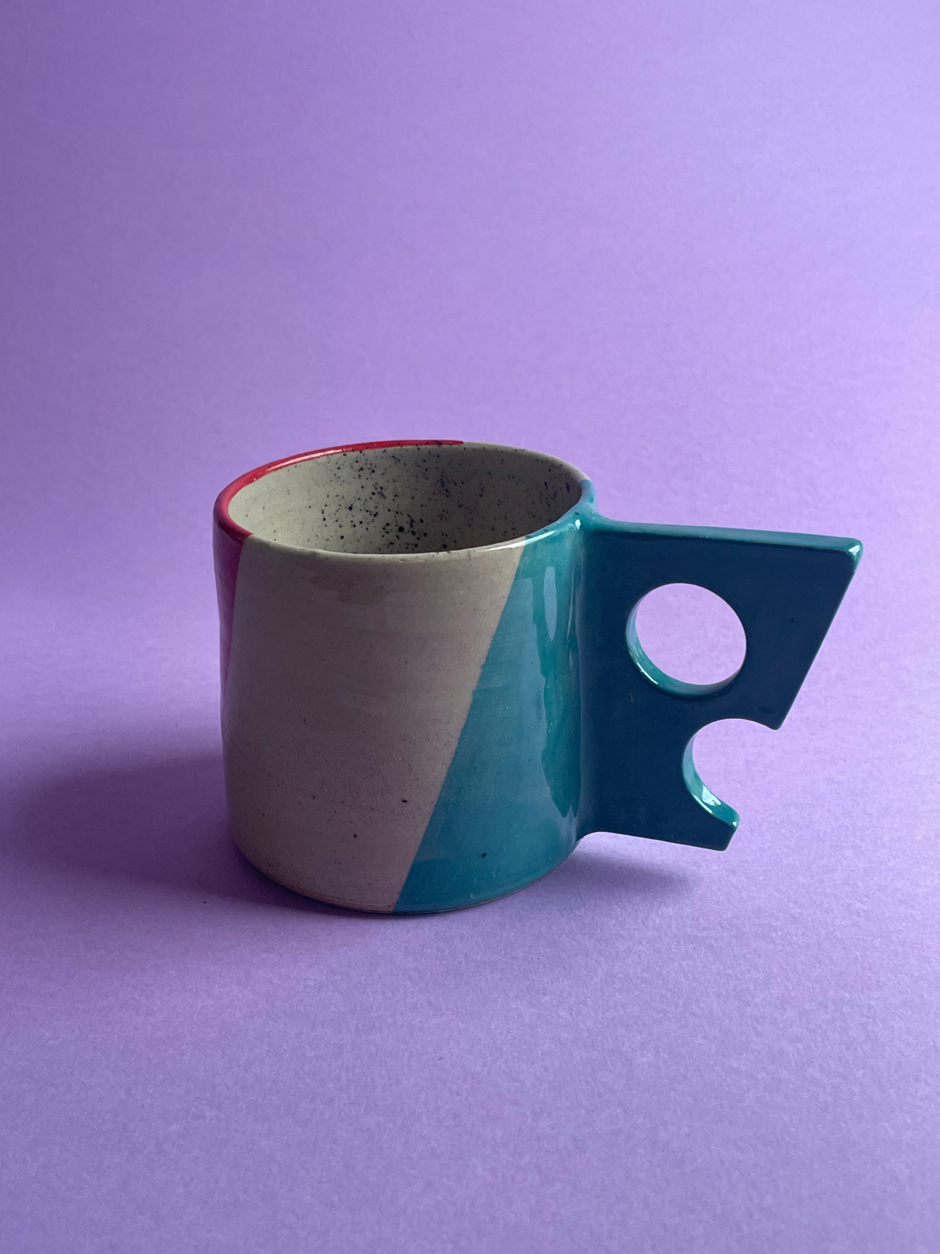 Geometric Mug - Turquoise Handles