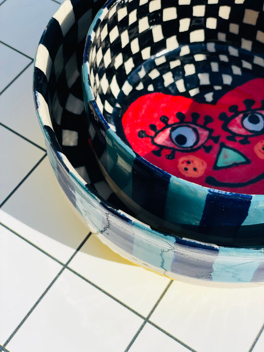 Checkerboard Heart Noodle Bowls