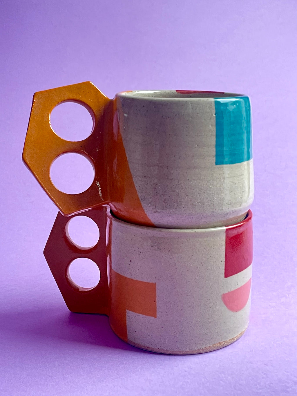 Geometric Mug- Yellow Handles