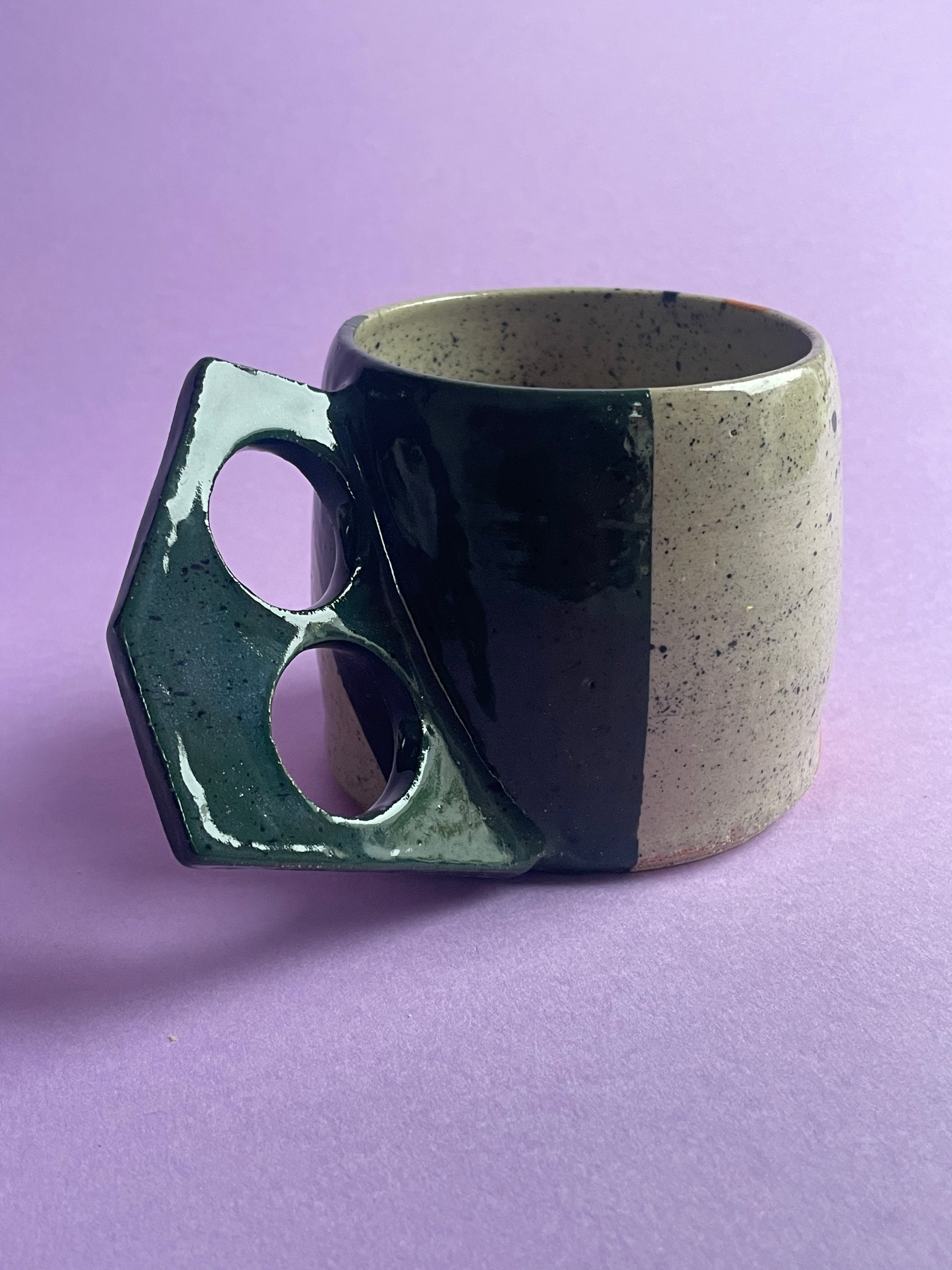 Geometric Mug Dark Blue Handles