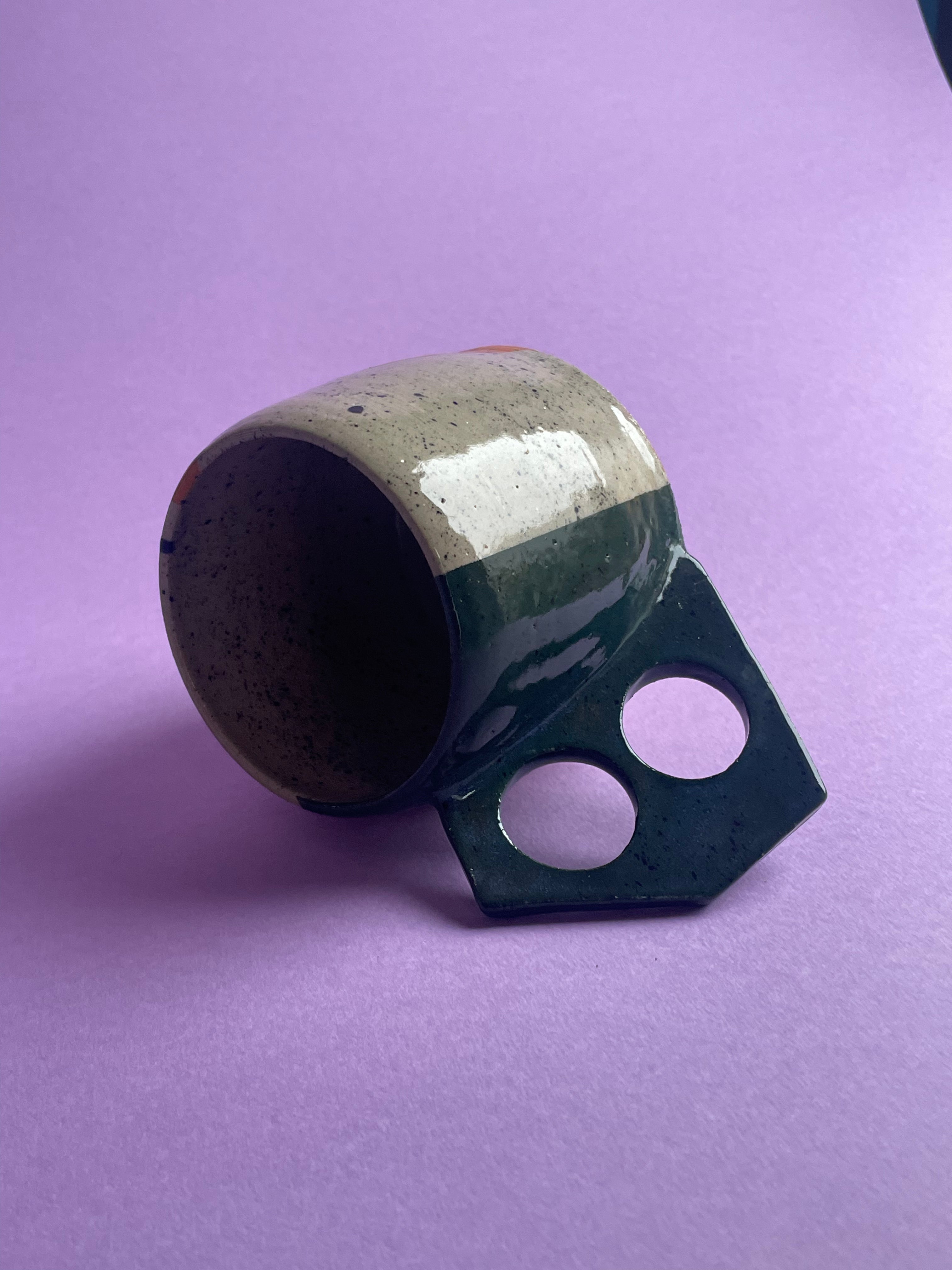 Geometric Mug Dark Blue Handles