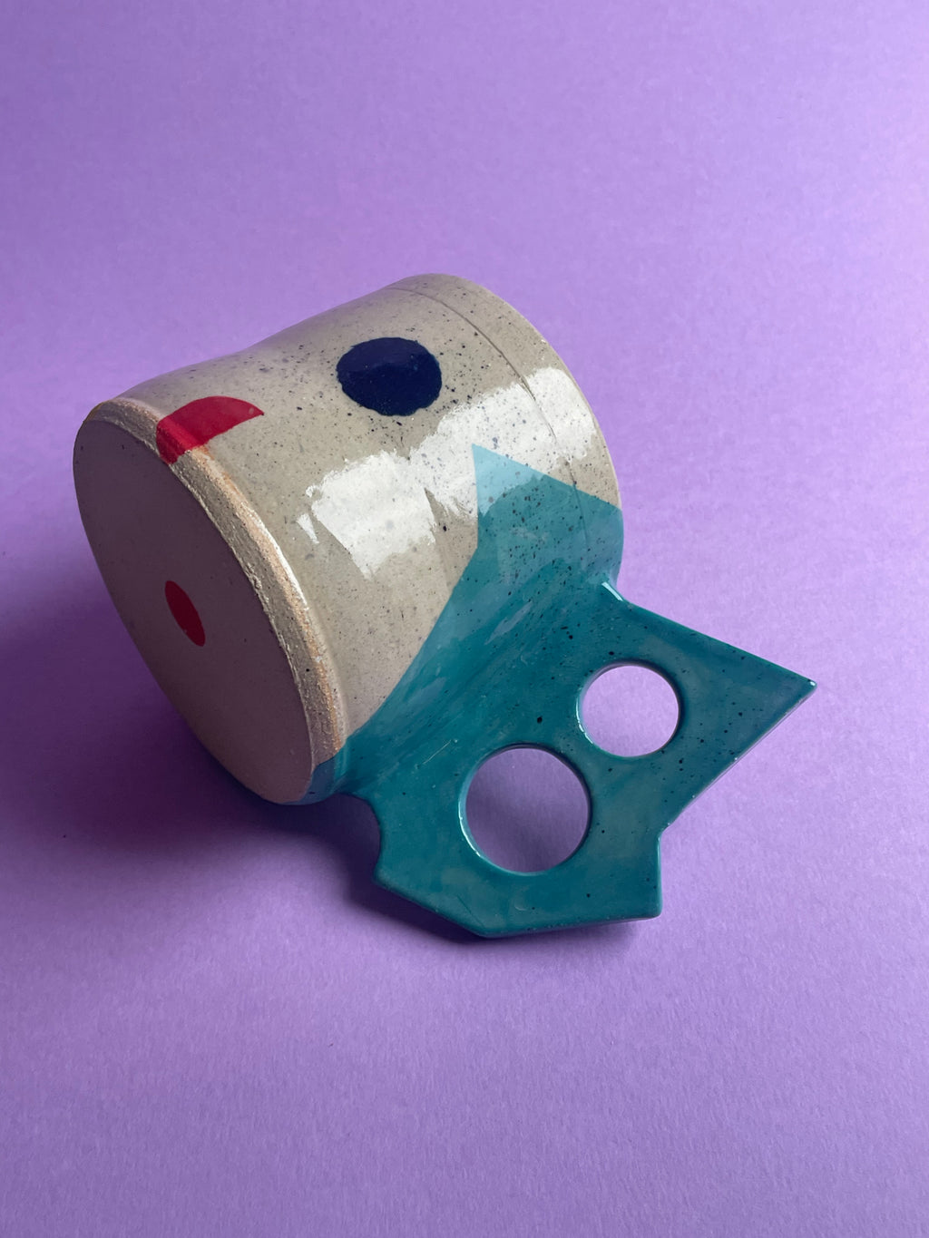 Geometric Mug - Turquoise Handles