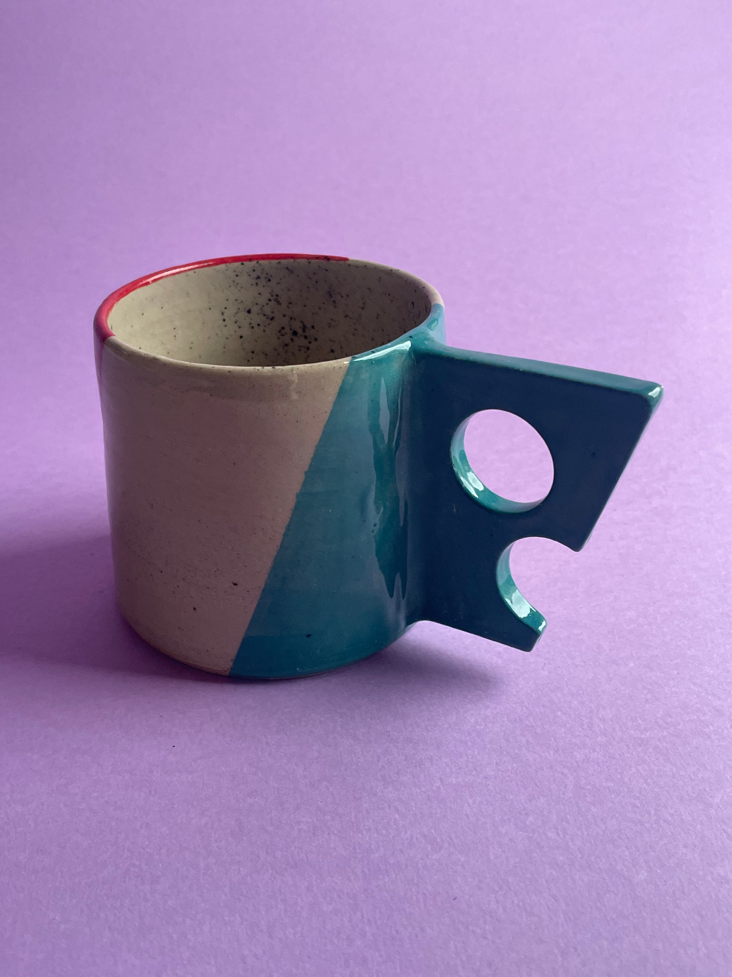 Geometric Mug - Turquoise Handles