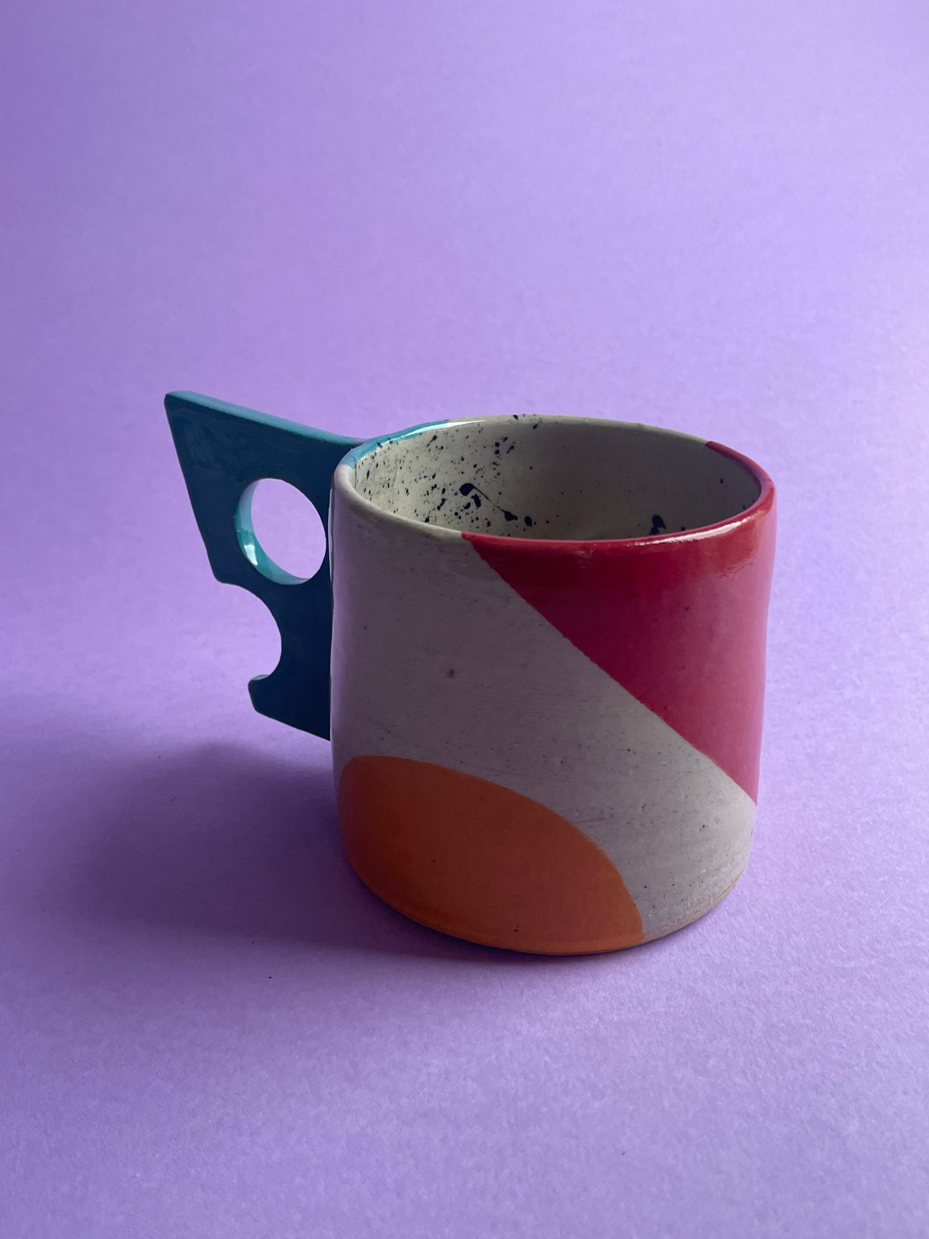 Geometric Mug - Turquoise Handles