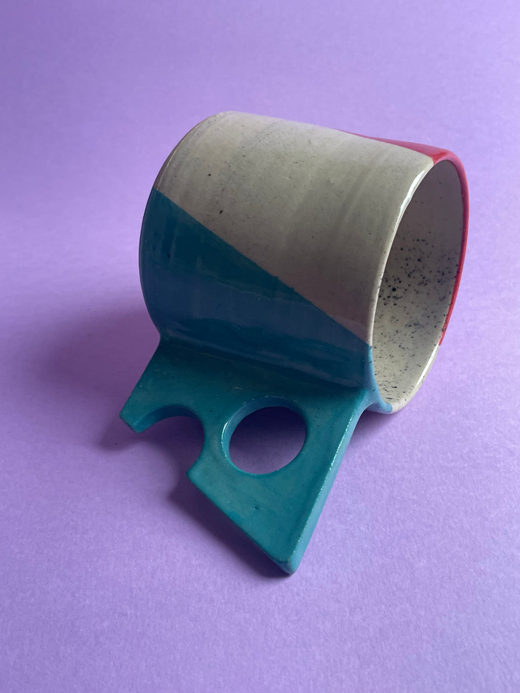 Geometric Mug - Turquoise Handles