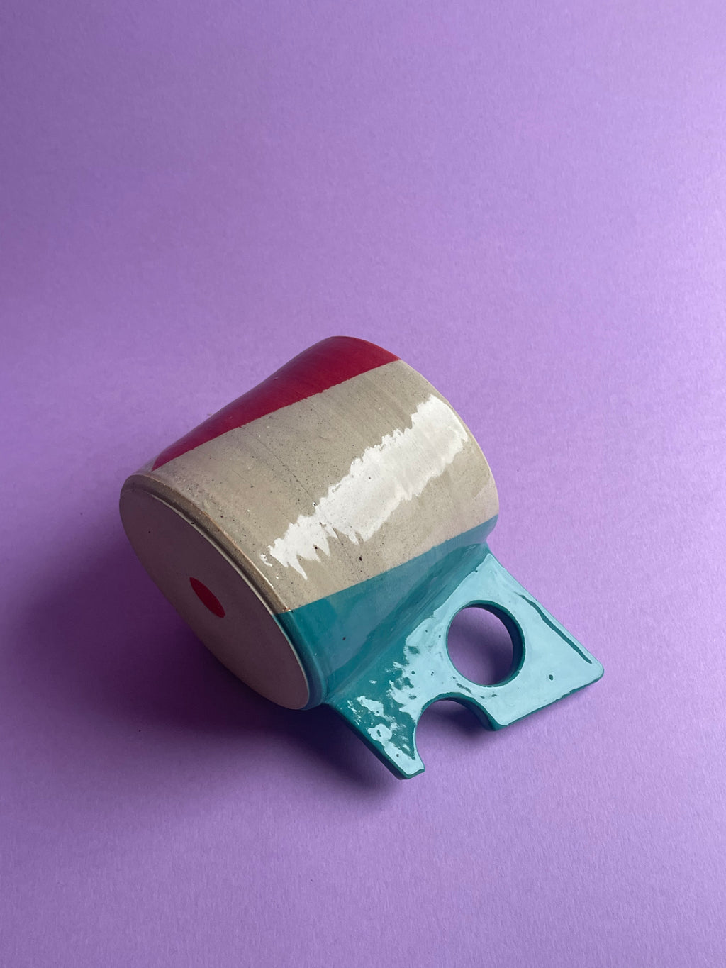 Geometric Mug - Turquoise Handles