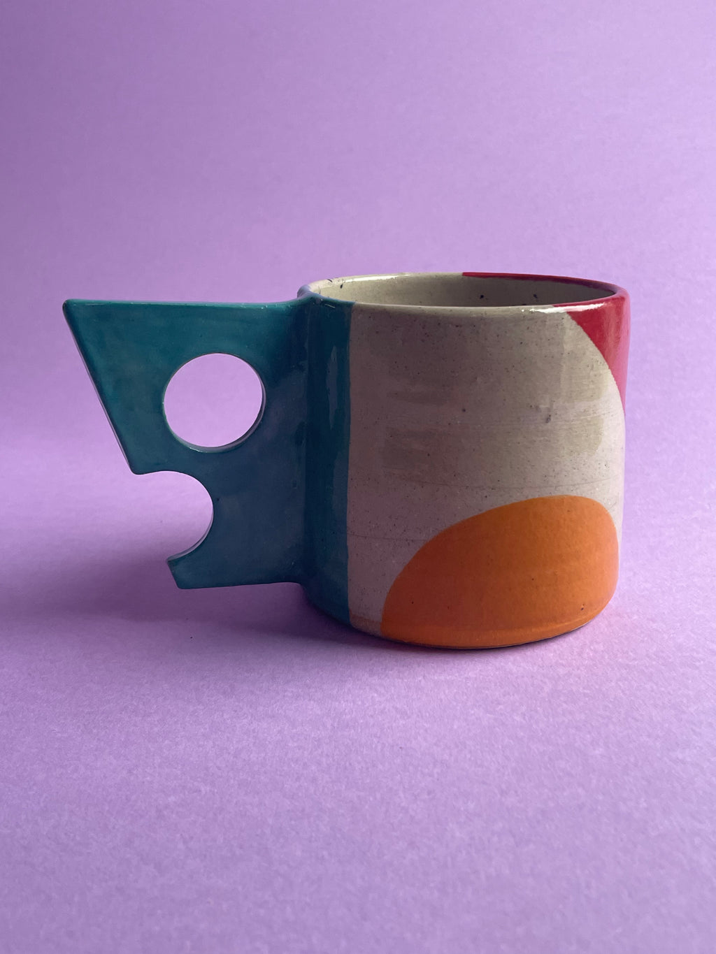 Geometric Mug - Turquoise Handles